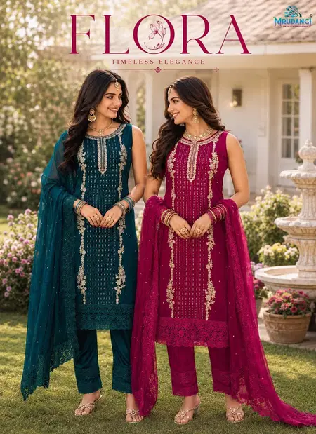 Flora By Mrudangi Premium Georgette Kurti With Bottom Dupatta